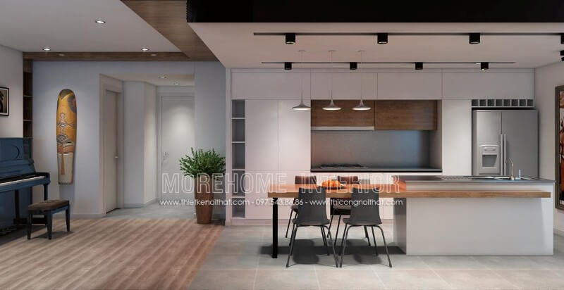 Tủ bếp hiện đại kiểu dáng chữ i với chất liệu gỗ công nghiệp nhẹ nhàng, thiết kế rất sáng tạo,lạ mắt tạo nên một sự sang trọng và quý phái cho gia đình Tủ bếp gỗ, tủ bếp gỗ tự nhiên, tủ bếp tân cổ điển