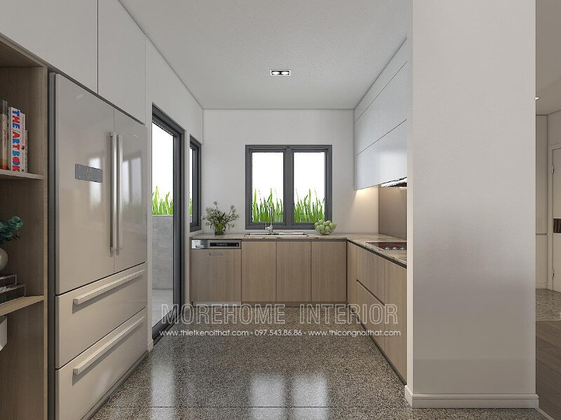 Mẫu tủ bếp hiện đại phủ Melamine mang đến không gian sang trọng Tủ bếp đẹp