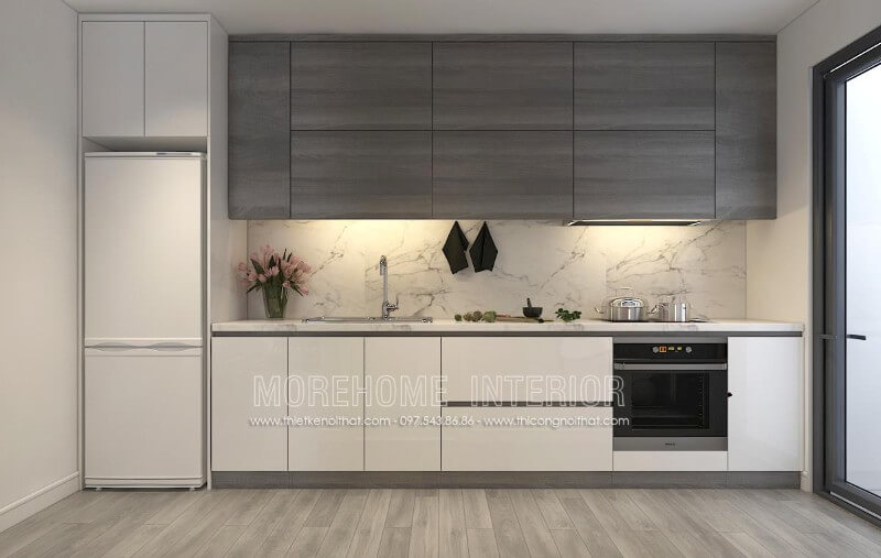 Thiết kế tủ bếp Đà Nẵng phong cách hiện đại, đơn giản, nhưng vẫn đảm bảo được công năng sử dụng hiệu quả Thiết kế và sản xuất tủ bếp đẹp