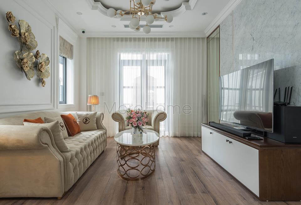 Sofa bọc nỉ được sản xuất bởi MoreSofa - thiết kế chuẩn mực, thẩm mỹ cao, bền bỉ với thời gian Mẫu nội thất biệt thự đẹp