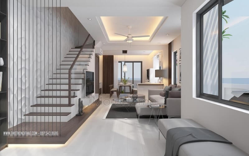 Thiết kế phòng khách liền phòng ăn đẹp, sang trọng mang đậm phong cách hiện đại. Mẫu nội thất biệt thự đẹp