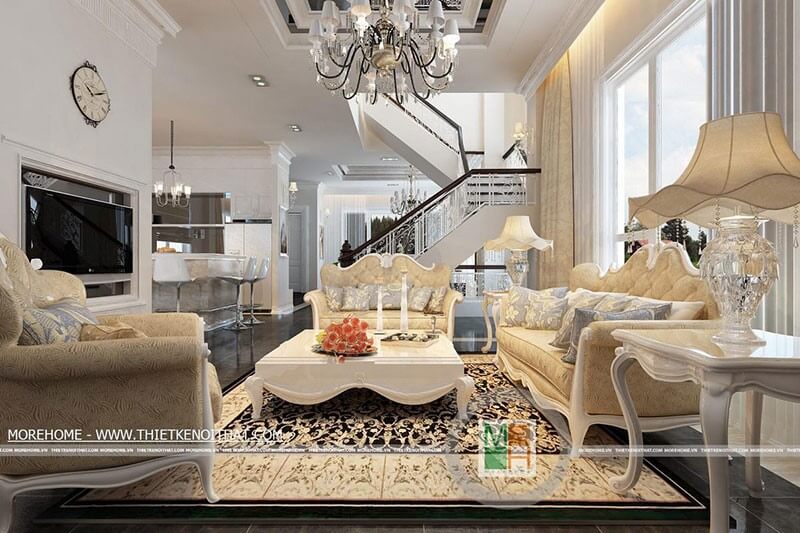 Thiết kế nội thất phong cách tân cổ điển sang trọng, đẳng cấp cho nhà biệt thự Mẫu nội thất biệt thự đẹp