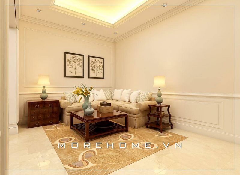 Mẫu bàn trà với thiết kế hiện đại quen thuộc mang đến cho sự ấm cúng cho không gian.